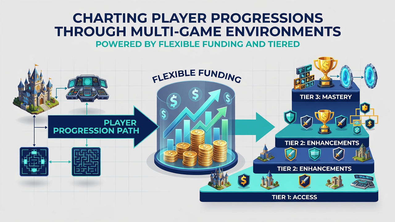 Diagram illustrating tier progression linked to funding speed and multi-game activity tracking