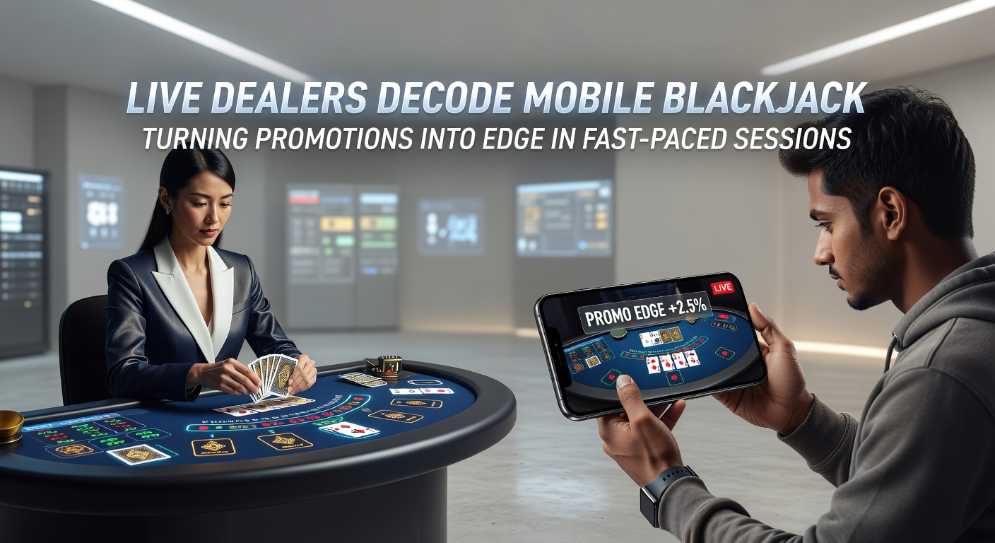A live dealer at a mobile blackjack table, cards in hand, with players' bets visible on a sleek digital interface
