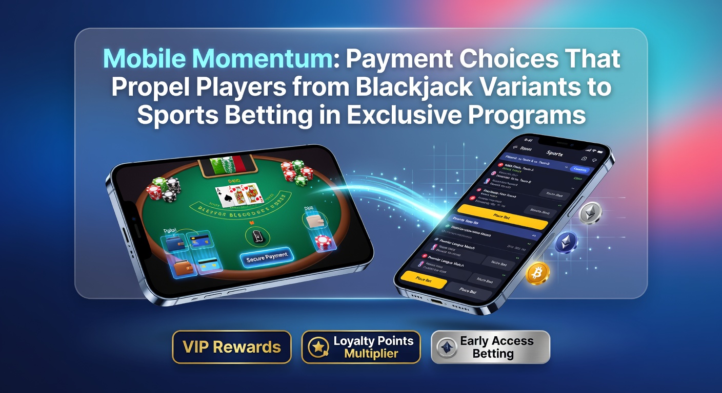 Mobile payment interface showing blackjack variants transitioning to sports betting options within a VIP program dashboard