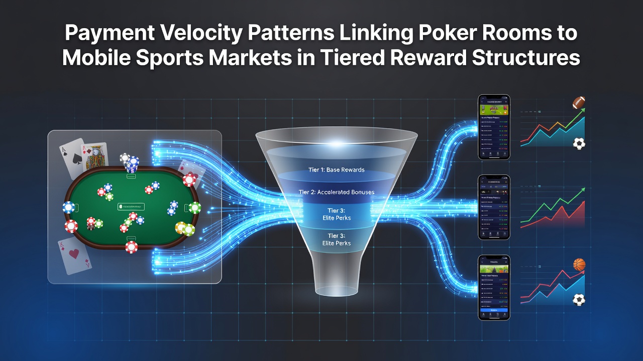 Illustration of payment flow patterns between poker platforms and mobile sports betting interfaces within loyalty tiers