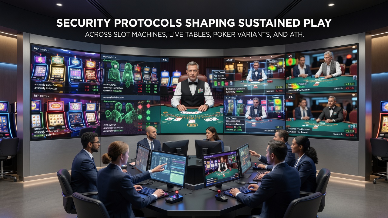 Diagram showing secure data flows between poker tables, athletic betting markets, and centralized reward servers protected by layered protocols