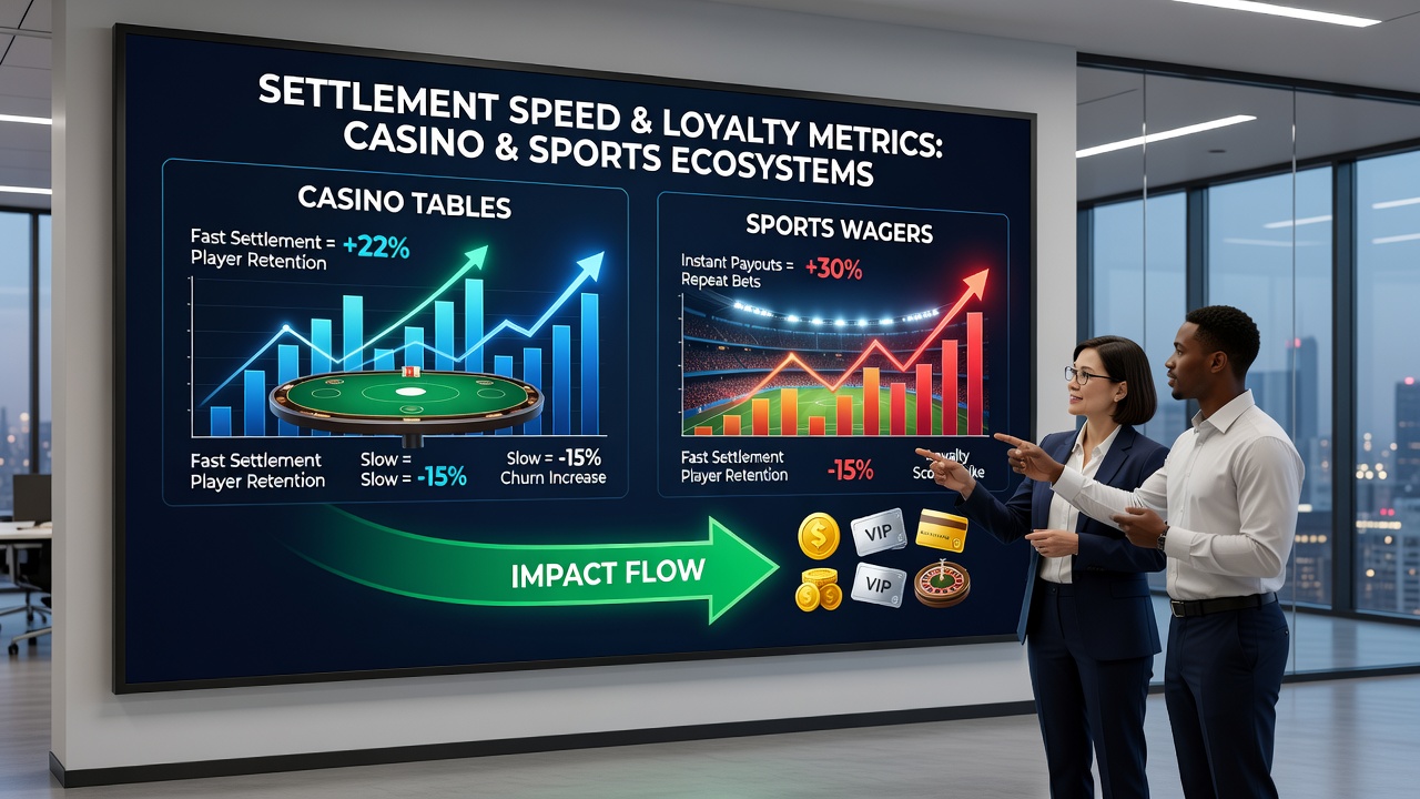 Data charts showing loyalty metric changes tied to settlement speed variations