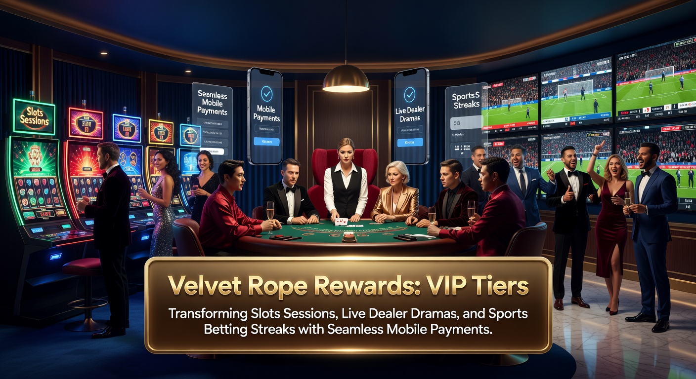 Illustration of exclusive VIP lounge access in an online gaming platform, highlighting tiered rewards and mobile payment icons